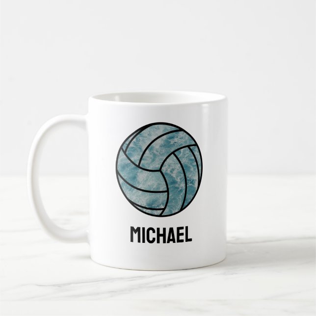 Taza De Café Voleibol personalizado, regalo para jugador de vol (Izquierda)
