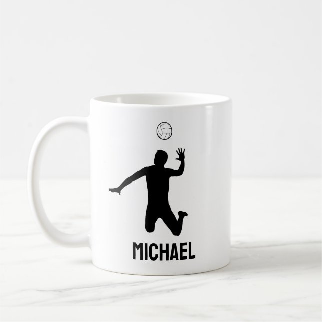 Taza De Café Voleibol personalizado, regalo para jugador de vol (Izquierda)