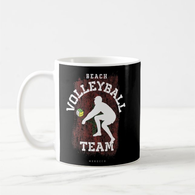 Taza De Café Voleibol playa Bandera de Marruecos Canto al volei (Izquierda)