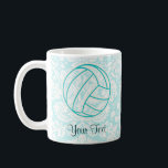 Taza De Café Voleibol; Verde azulado puro<br><div class="desc">Te encantará este bonito equipo verde azulado de vóley damascal y chica deportivo. ¡Genial por los regalos! Disponible en camisetas, estuches para teléfonos inteligentes, mousepads, cadenas de claves, posters, tarjetas, cubiertas electrónicas, mangas para portátiles y portátiles, gorras, tazas y más! Visite nuestro sitio para un funda de regalo personalizado para...</div>