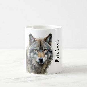 Taza De Café Volf Retrato Su Nombre Personalizado Escritura A M
