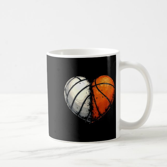 Taza De Café Volleyball Basketball Ball Heart Srts Lover Valent (Derecha)