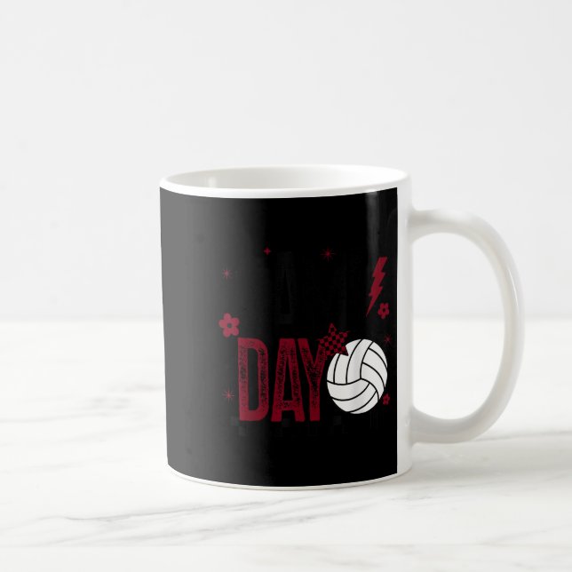 Taza De Café Volleyball Game Day Retro Girls Volleyball Mom Mar (Derecha)