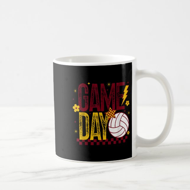 Taza De Café Volleyball Game Day Retro Girls Volleyball Mom Mar (Derecha)