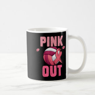 Taza De Café Volleyball Pink Out lazo de conciencia del cáncer