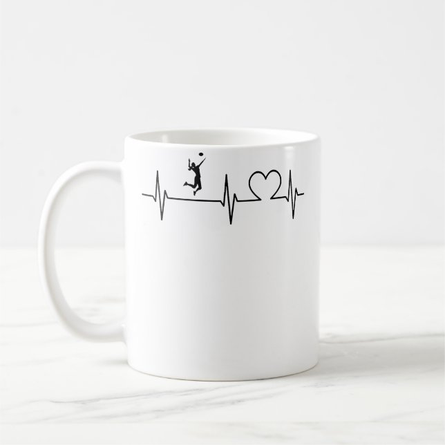 Taza De Café Volleyball Player Heartbeat Volleyball Team Volley (Izquierda)