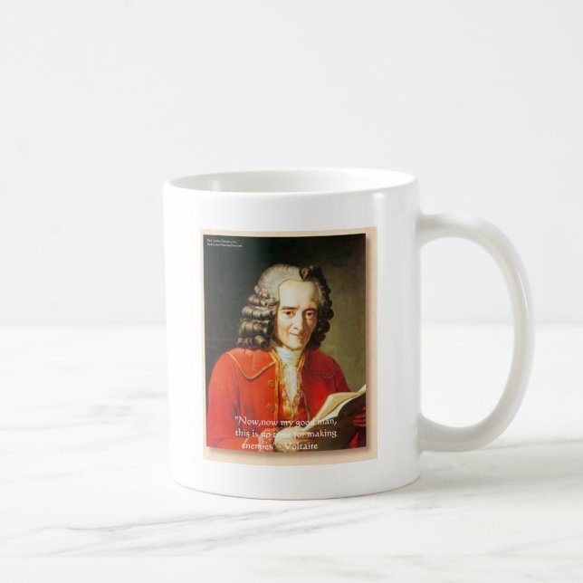 Taza De Café Voltaire "Sin enemigos" Wisdom Cita Regalos Tees E (Derecha)