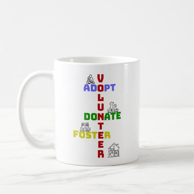 Taza De Café Voluntario adopta donación para rescate animal (Izquierda)