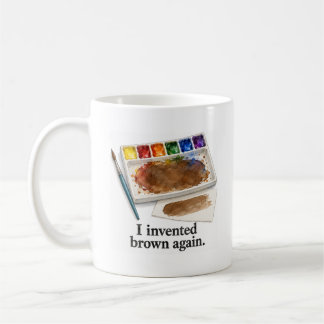 Taza De Café Volví a inventar el humor acuarela marrón