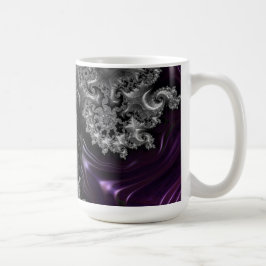Taza De Café Vórtex fractal plateado y púrpura