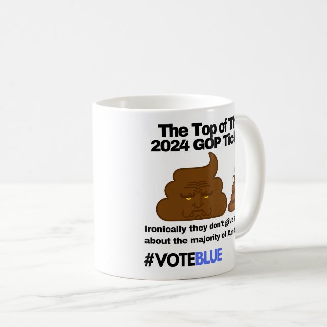 Taza De Café Vota azul 2024: Diseño de Emoji anti-Trump (Anverso derecho)