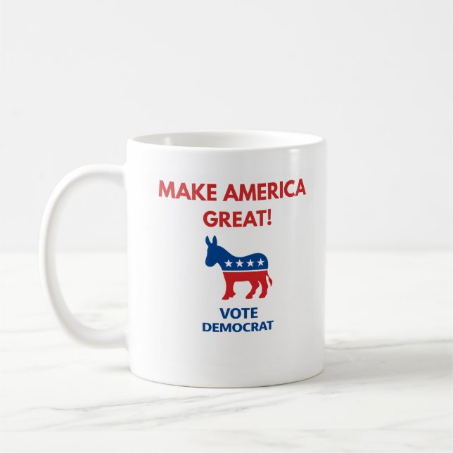 Taza De Café Vote Democrat Pro-Democracy Coffee Mug (Izquierda)
