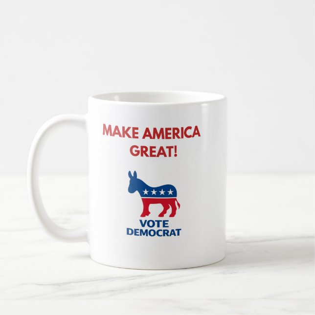 Taza De Café Vote Democrat Pro-Democracy Coffee Mug (Izquierda)