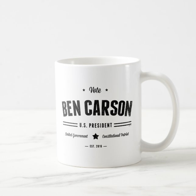 Taza De Café Voto Ben Carson 2016 (Derecha)
