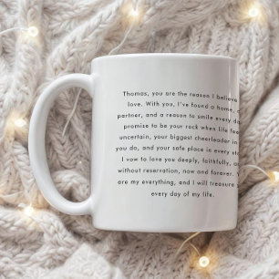 Taza De Café Votos Matrimoniales Minimalistas con Nombres Perso