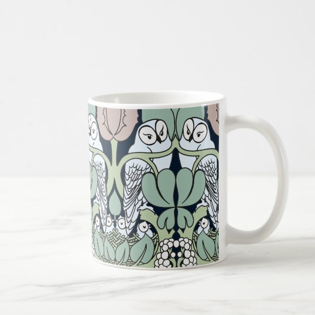 Taza De Café Voysey Art Nouveau Owl Nest Pattern Coffee Mug (Derecha)