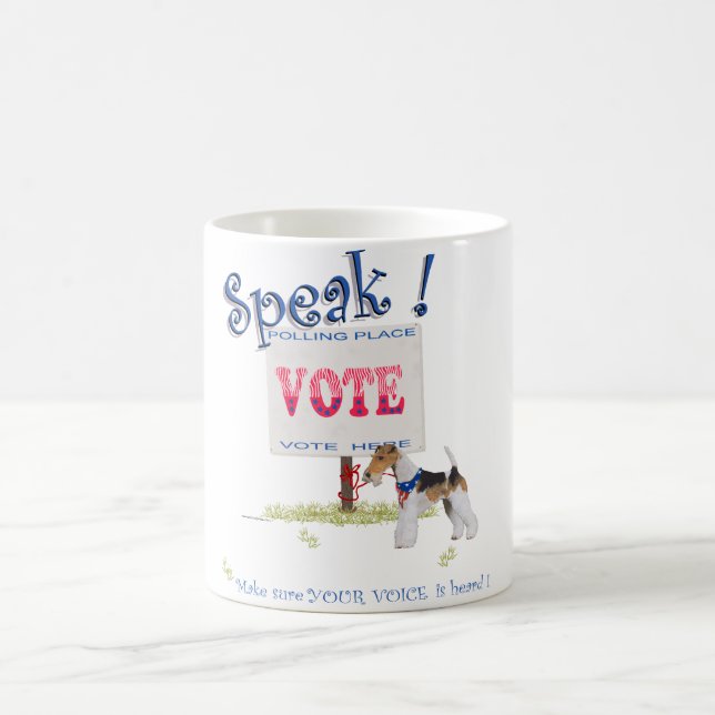 Taza De Café Voz de Votación del Wire Fox Terrier (Centro)