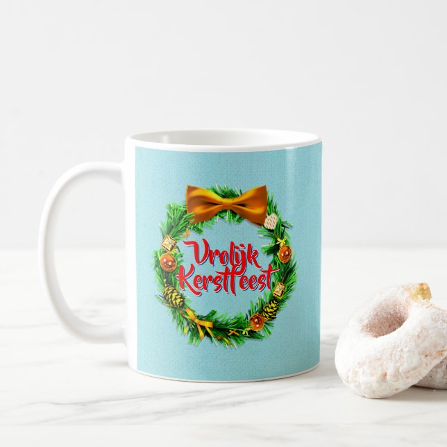 Taza De Café Vrolijk Kerstfeest Holandés Feliz Navidad (Con donut)