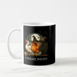 Taza De Café Vuelan Pollo Divertido Granja Temporada Espeluznan