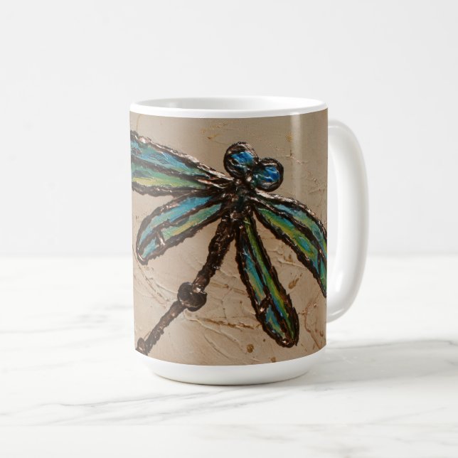 Taza De Café Vuelo de Beacht Blue y Green Dragonfly (Anverso derecho)