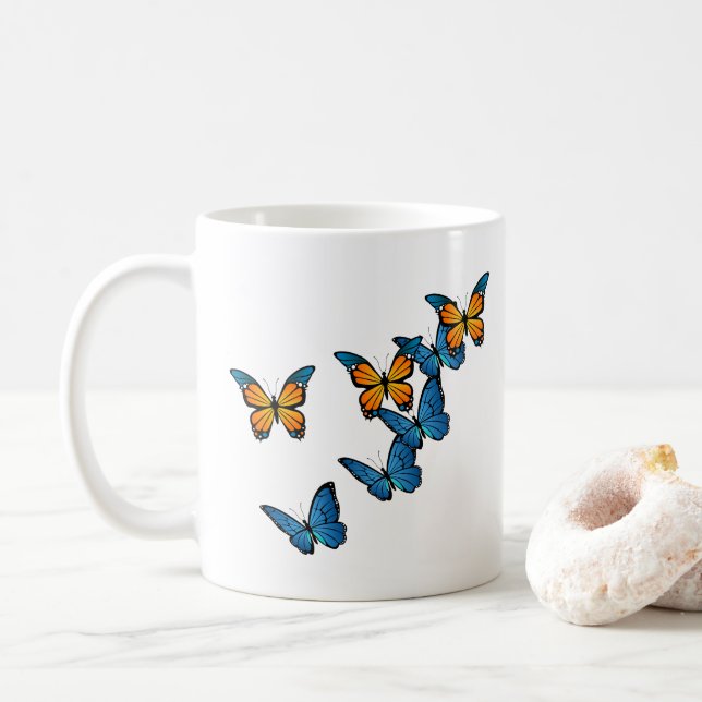 Taza De Café Vuelo de mariposa sereno y relajante (Con donut)