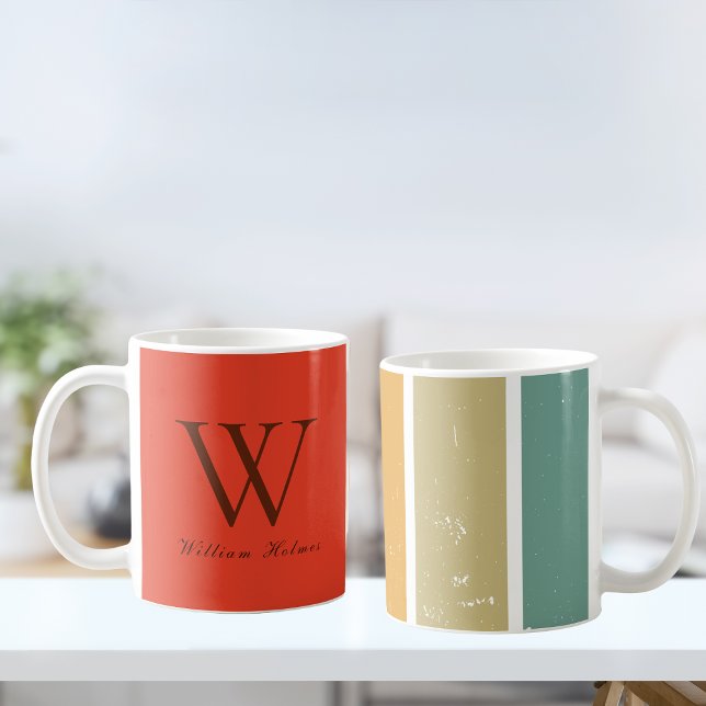 Taza De Café W Retro Rayos Arcoiris Personalizado inicial (Subido por el creador)