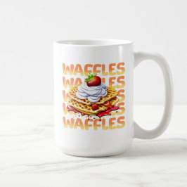 Taza De Café Waffles cubiertos de fresas