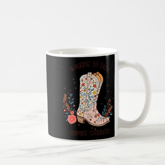 Taza De Café Walking By Faith Tripng Constantly Christian Weste (Derecha)