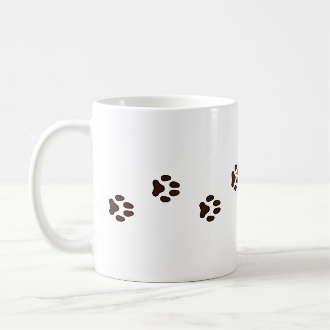 Taza De Café Walking Dog Paw Imprime Pistas Caninas (Izquierda)