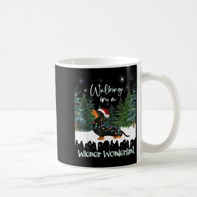 Taza De Café Walking In A Wiener Wonderland Dachshund  (Derecha)