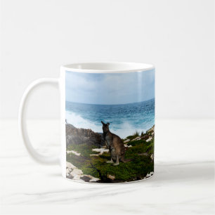 Taza De Café Wallaby Sobre Las Rocas Marinas, Café Mug