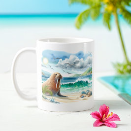 Taza De Café Walrus acuarela de verano