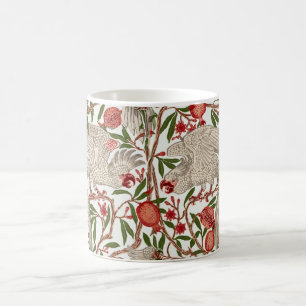 Taza De Café Walter Crane Cacatúa Blanca Granada Roja Arte