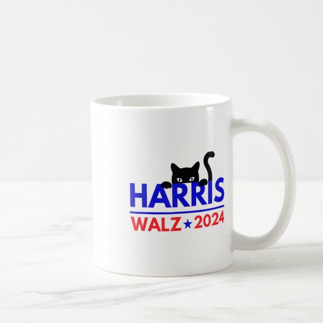 Taza De Café Walz 2024 Funny Cat Election Kamala Harris Tim Wal (Derecha)