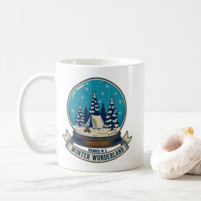 Taza De Café Wander en invierno en el camping Wonderland (Con donut)