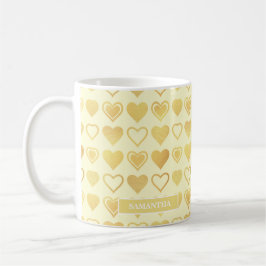 Taza De Café Warm Cream Minimal Hearts Valentine’s Gift