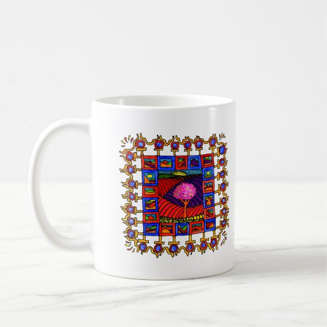 Taza De Café Warm gekleurde landschapjes met vrolijke lijst! (Izquierda)