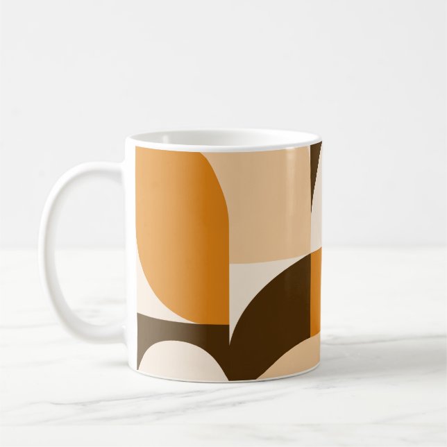 Taza De Café Warm Orange Geometric Composition (Izquierda)