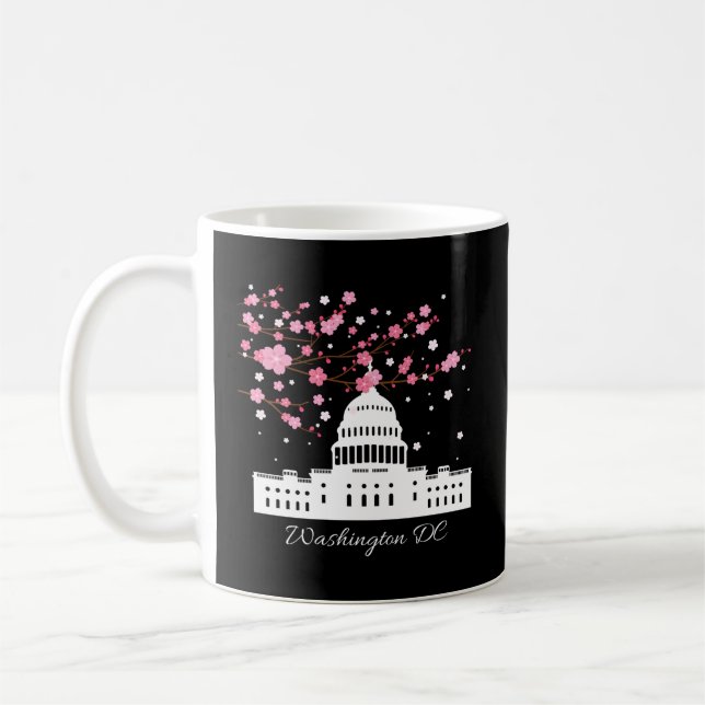 Taza De Café Washington Dc Capitol Construyendo Flores De Cerez (Izquierda)