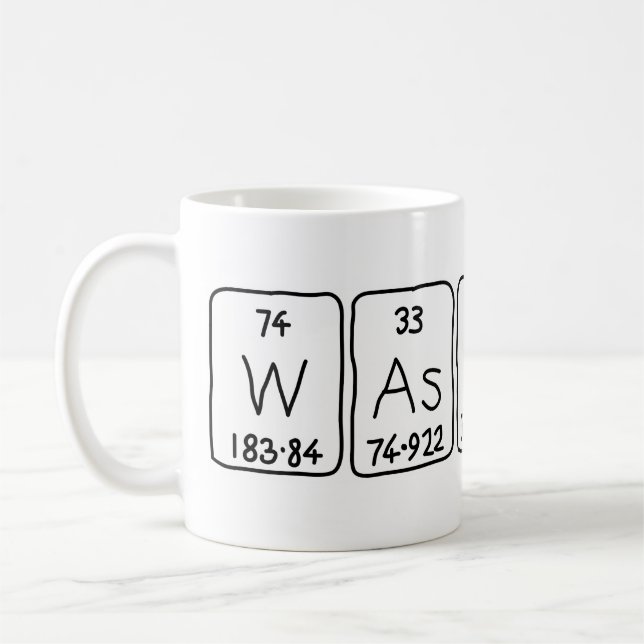 Taza De Café Wassup tabla periódica palabra mug (Izquierda)