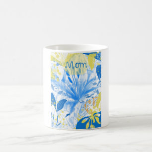 Taza De Café Watecolor Mamá Mug Blue White