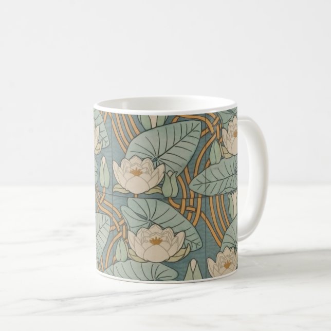 Taza De Café Water Lilies Lily Naturaleza Art Nouveau (Anverso derecho)