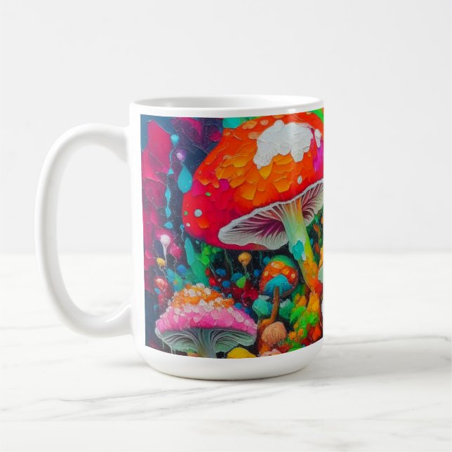 Taza De Café Watercolor Abstract Mushrooms (Izquierda)