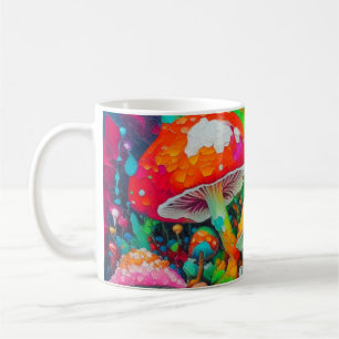 Taza De Café Watercolor Abstract Mushrooms