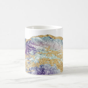 Taza De Café *~* Watercolor Agate Geode Gold Purpurina Rock