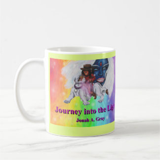 Taza De Café Watercolor Art Boy Riding white Lioness Woman Love