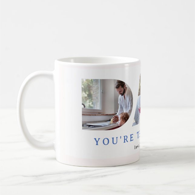 Taza De Café Watercolor Bandas azules modernas 3 Personalizados (Izquierda)