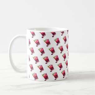 Taza De Café Watercolor Berry Cocktail con una bebida de fábric