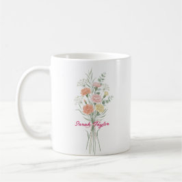 Taza De Café Watercolor Birth Flower Carnation Personalized Mug