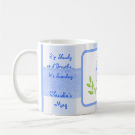 Taza De Café Watercolor Blue Hen Check SUNDAY Personalice
